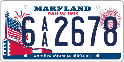 MD license plate 6AA2678