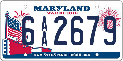 MD license plate 6AA2679