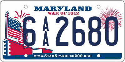 MD license plate 6AA2680