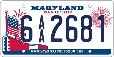 MD license plate 6AA2681