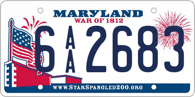 MD license plate 6AA2683