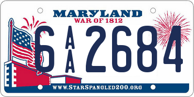 MD license plate 6AA2684