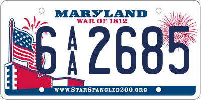 MD license plate 6AA2685