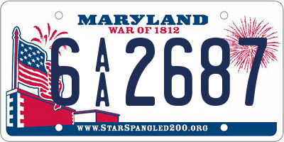 MD license plate 6AA2687