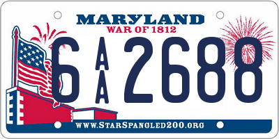 MD license plate 6AA2688