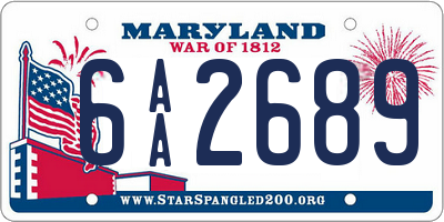 MD license plate 6AA2689