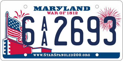 MD license plate 6AA2693