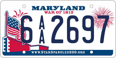 MD license plate 6AA2697