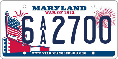 MD license plate 6AA2700