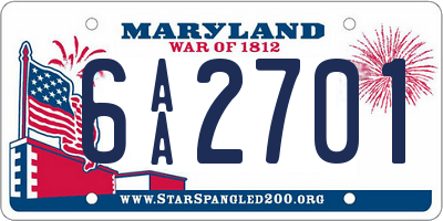 MD license plate 6AA2701