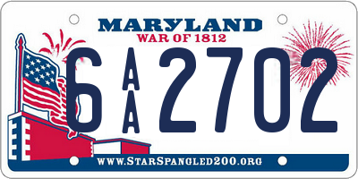 MD license plate 6AA2702