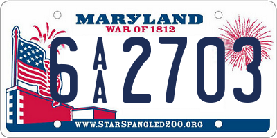 MD license plate 6AA2703