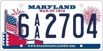 MD license plate 6AA2704