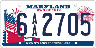 MD license plate 6AA2705