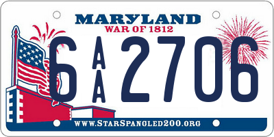 MD license plate 6AA2706