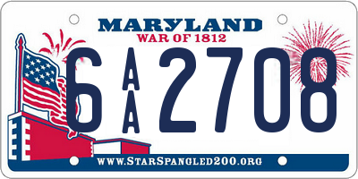 MD license plate 6AA2708