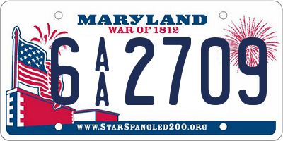 MD license plate 6AA2709