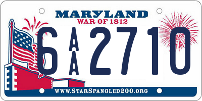 MD license plate 6AA2710