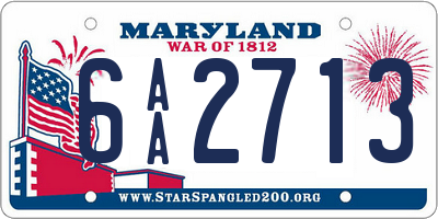 MD license plate 6AA2713