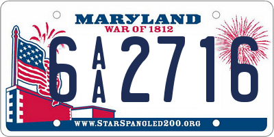 MD license plate 6AA2716