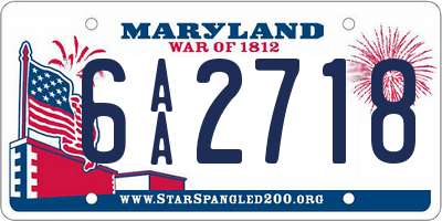 MD license plate 6AA2718