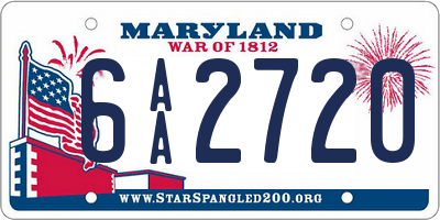 MD license plate 6AA2720