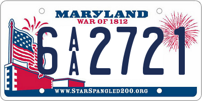 MD license plate 6AA2721