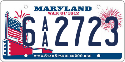 MD license plate 6AA2723