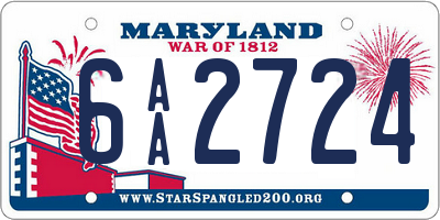 MD license plate 6AA2724