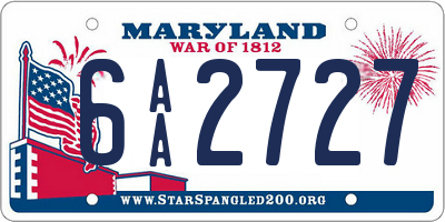 MD license plate 6AA2727