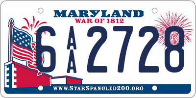 MD license plate 6AA2728