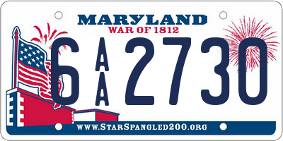 MD license plate 6AA2730