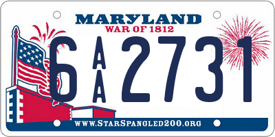 MD license plate 6AA2731