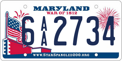 MD license plate 6AA2734