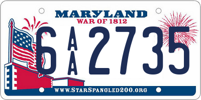 MD license plate 6AA2735