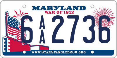 MD license plate 6AA2736