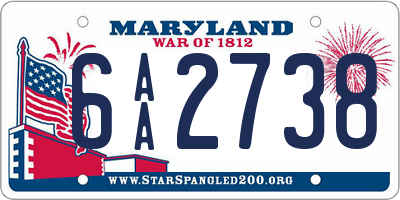 MD license plate 6AA2738