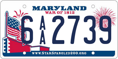 MD license plate 6AA2739