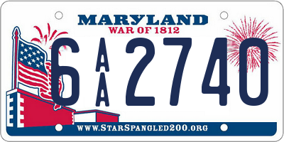 MD license plate 6AA2740