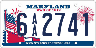 MD license plate 6AA2741