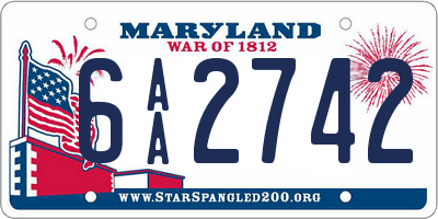 MD license plate 6AA2742