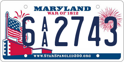 MD license plate 6AA2743