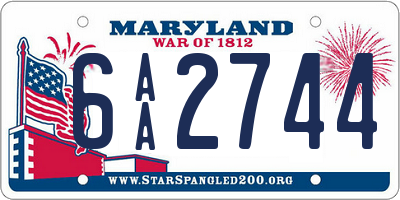 MD license plate 6AA2744