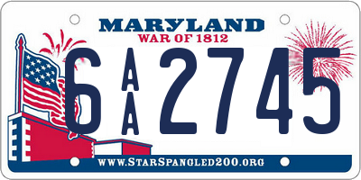 MD license plate 6AA2745