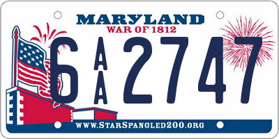 MD license plate 6AA2747