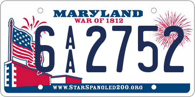 MD license plate 6AA2752