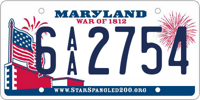 MD license plate 6AA2754