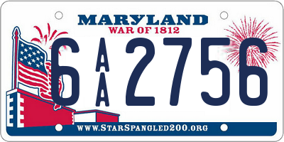 MD license plate 6AA2756