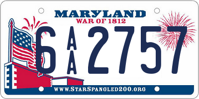 MD license plate 6AA2757