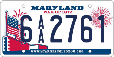 MD license plate 6AA2761